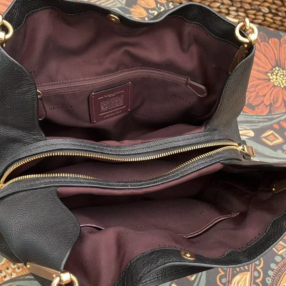 NIB - Coach Dalton 31 Polished Black Pebbled Leather Satchel 73545 - Picture 13 of 13